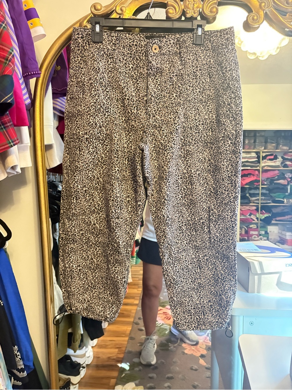 White House Black Market Leopard Print Joggers - Brown/Black